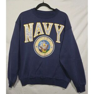 Galt Sand Navy Sweatshirt Mens Large Blue Good US Navy Graphic Made in USA